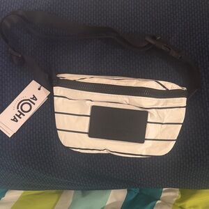 ALOHA Collection White and Black Striped Belt Bag